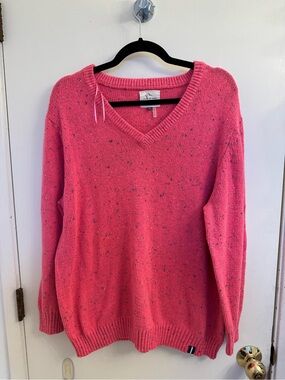 COURT & ROWE Coral Pink V-Neck Speckled Sweater